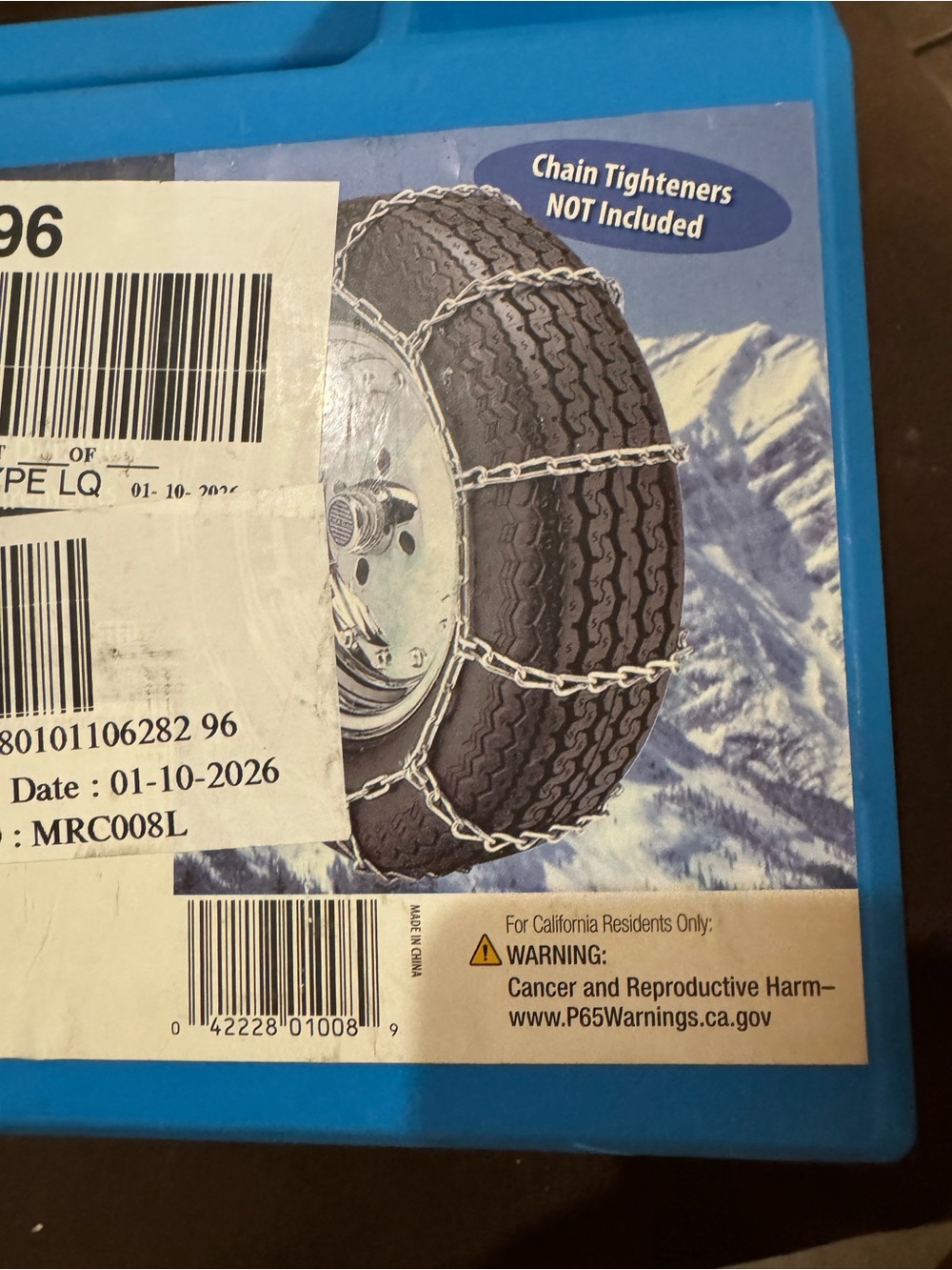 Tire Snow Chains Packaging - Blue/Black